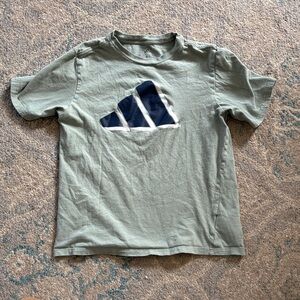 Adidas Kids Green Tee with Dark Blue Logo